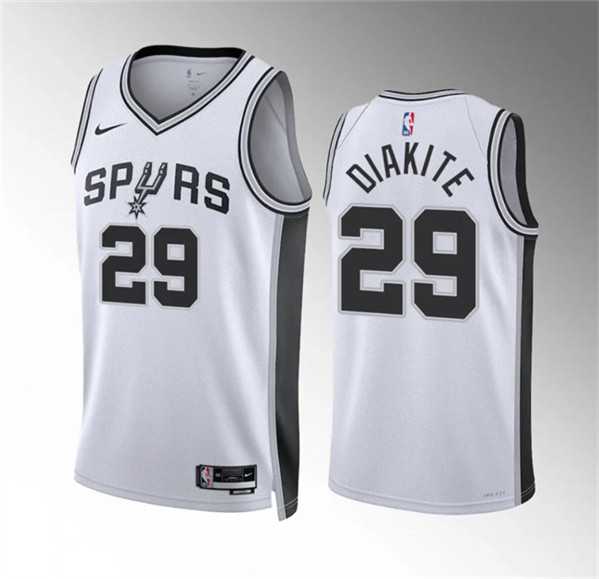 Mens San Antonio Spurs #29 Mamadi Diakite White Association Edition Stitched Basketball Jersey Dzhi->->NBA Jersey